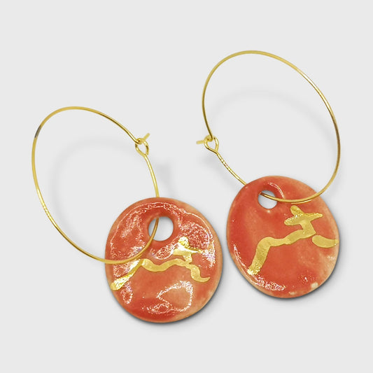 Boucles d'oreilles rouge corail pendante montagne Sainte Victoire Sud de de la France pour femme