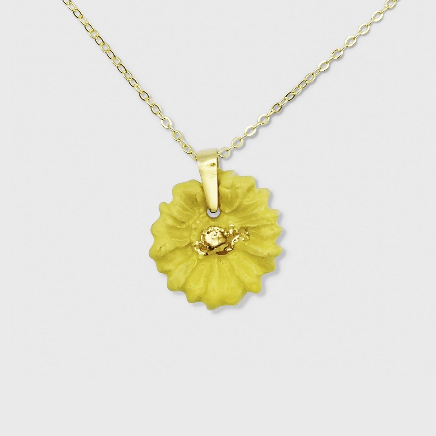 Collier fleur marguerite jaune avec chaine pour femme