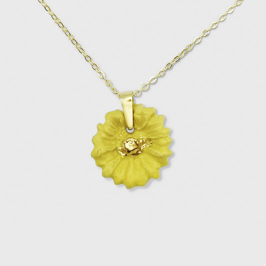 Collier jaune fleur or marguerite pour femme 