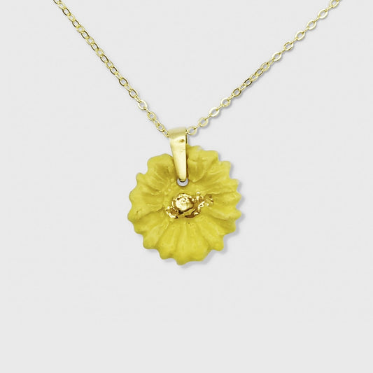 Collier jaune fleur or marguerite pour femme or idee cadeau