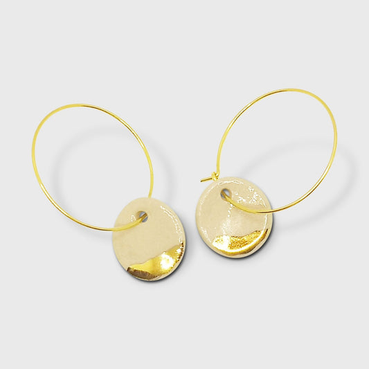 Boucles d'oreilles blanches et or fantaisie pour femme ou adolescente